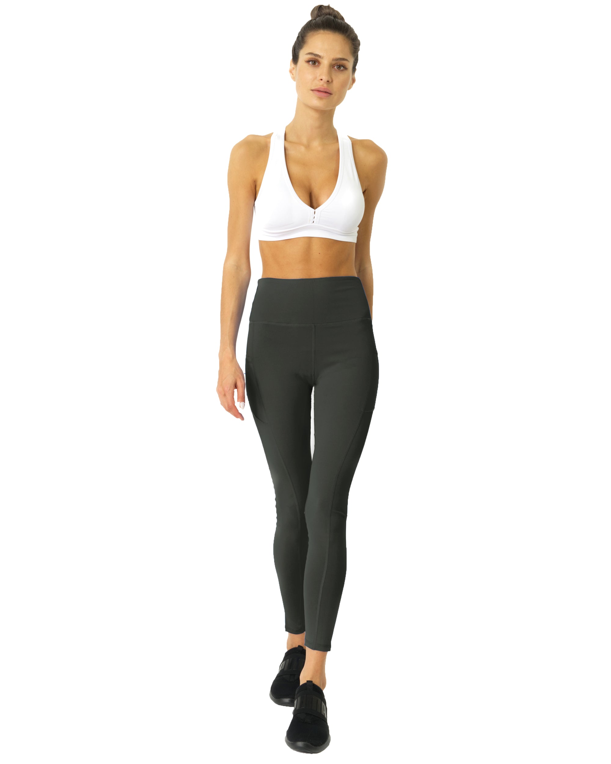 High Waisted Yoga Leggings - Slate Grey - Savoy Active