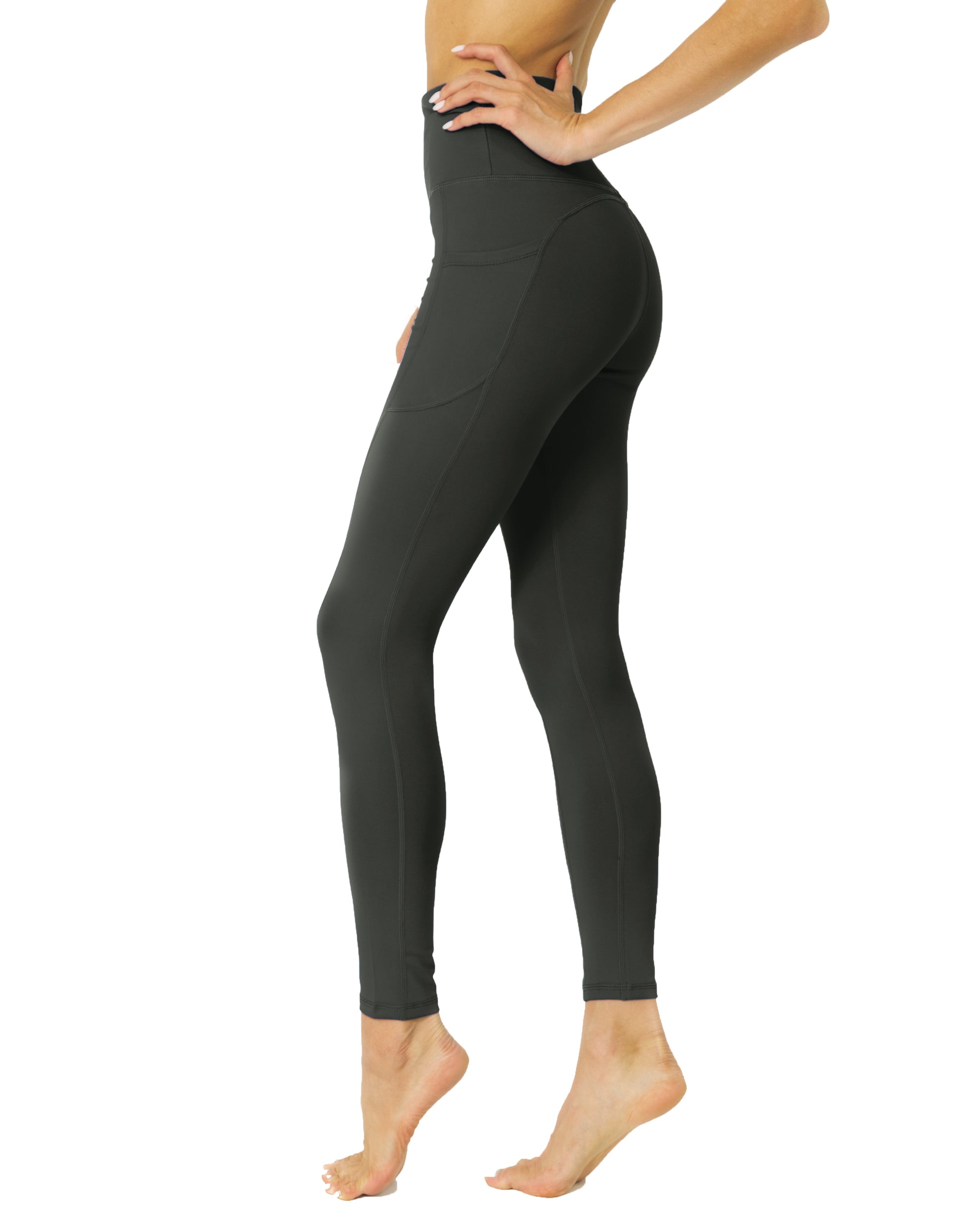 High Waisted Yoga Leggings - Slate Grey - Savoy Active