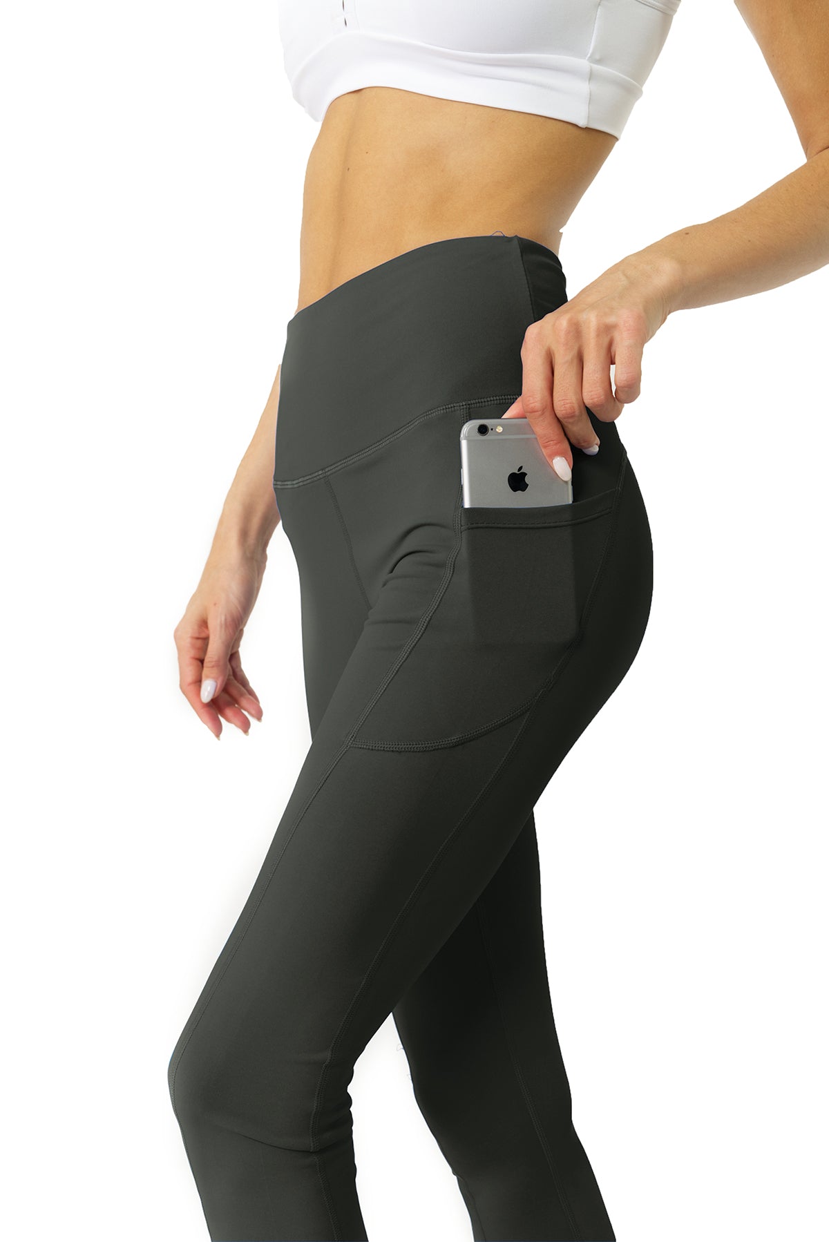 High Waisted Yoga Leggings - Slate Grey - Savoy Active