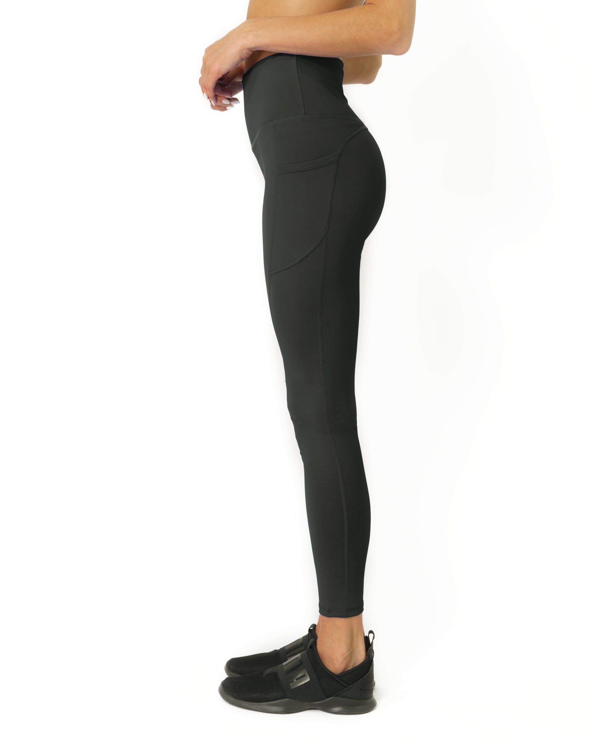 High Waisted Yoga Leggings - Slate Grey - Savoy Active