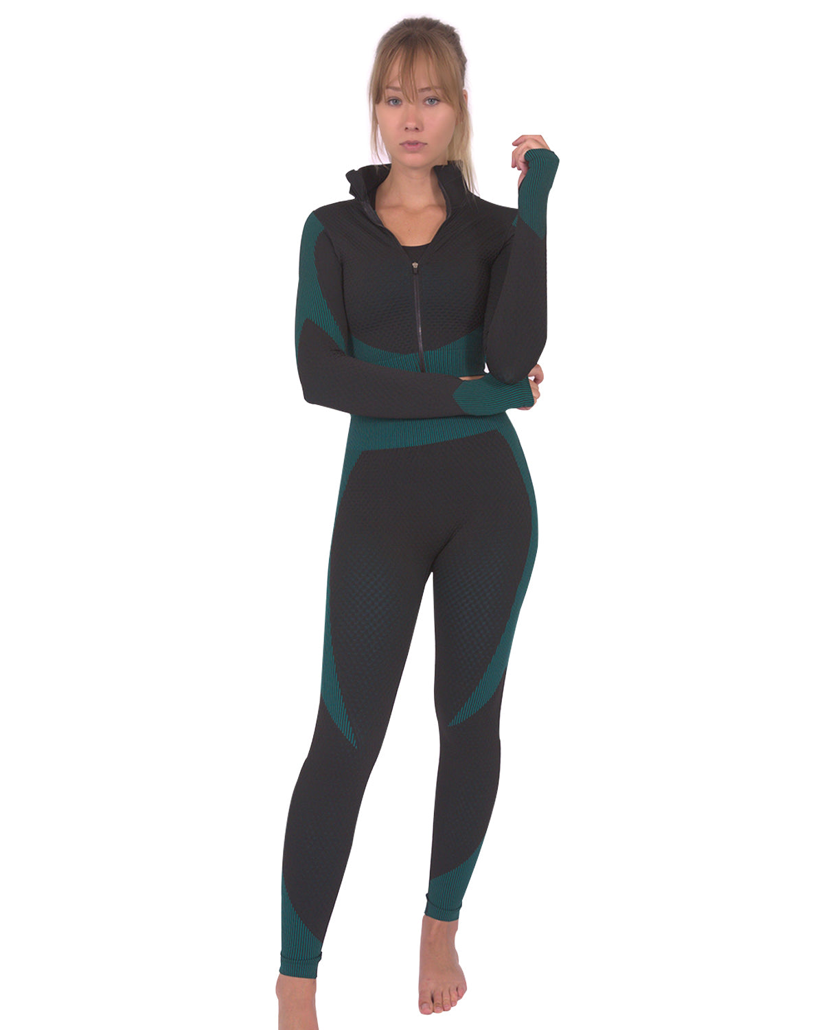 Trois Seamless Sports Jacket - Black with Teal Blue