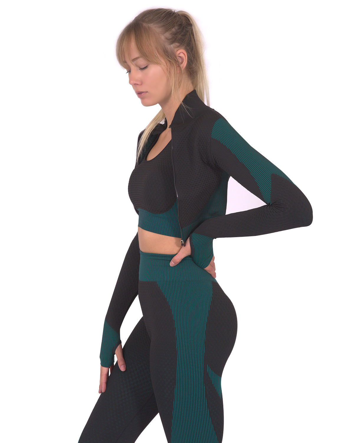 Trois Seamless Sports Jacket - Black with Teal Blue