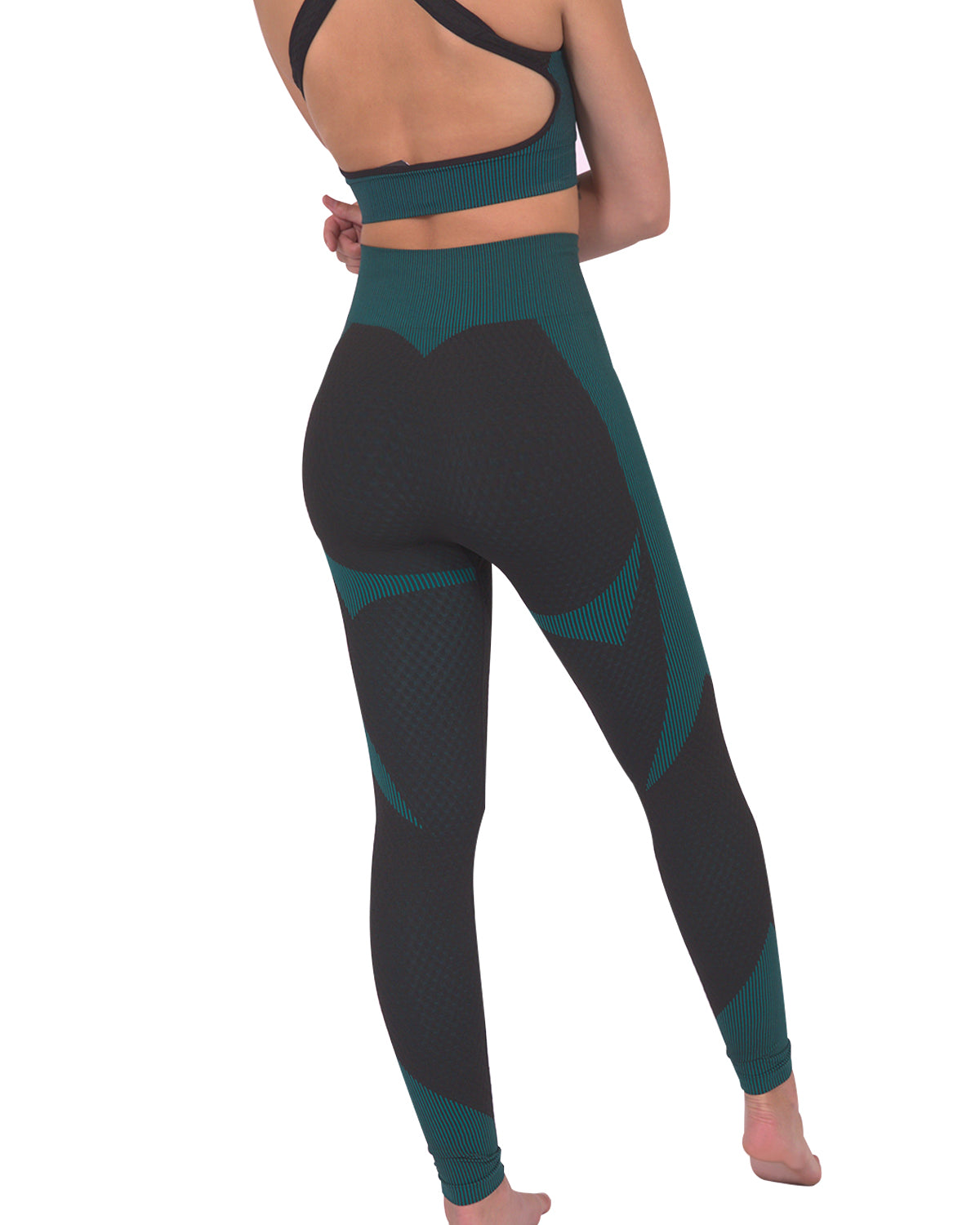 Trois Seamless Legging - Black with Teal Blue