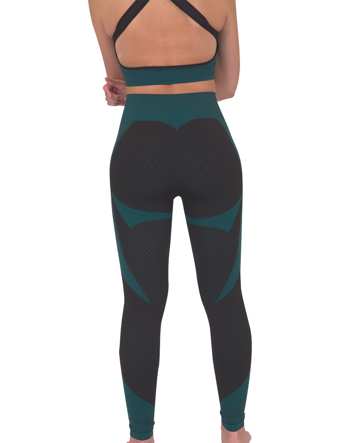 Trois Seamless Legging - Black with Teal Blue