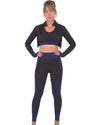 Trois Seamless Leggings & Sports Top 2 Set - Black with Navy