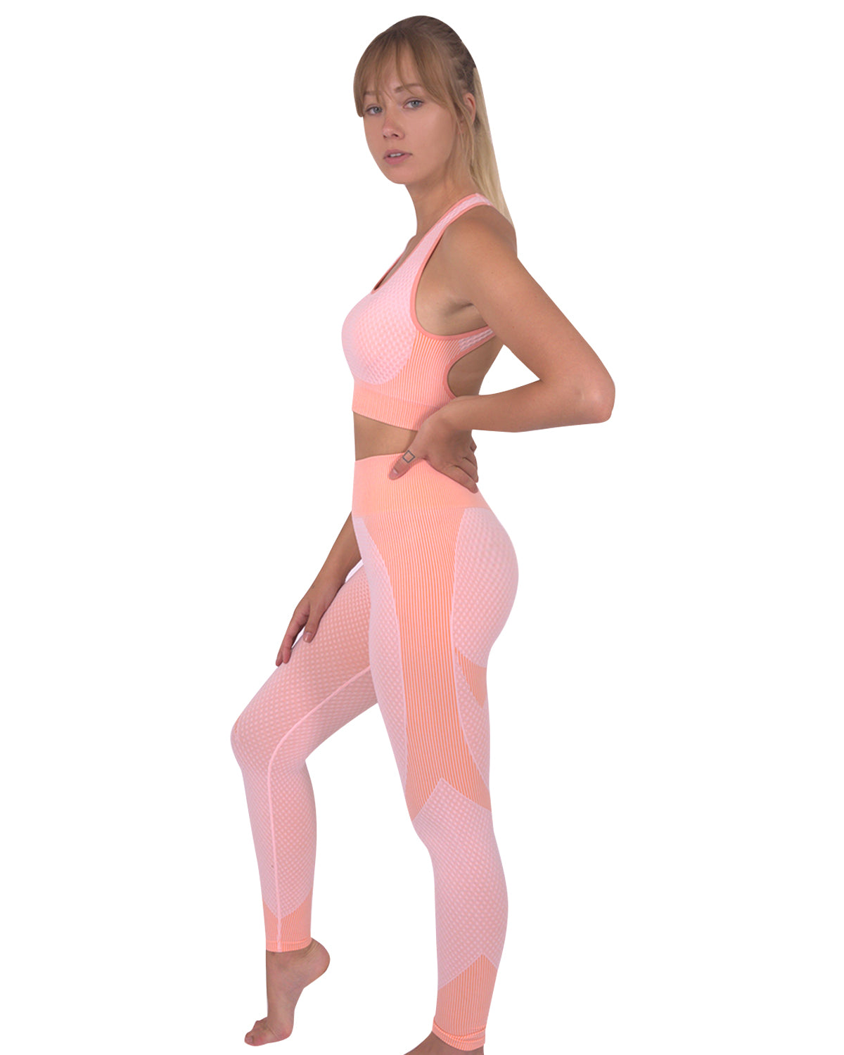 Trois Seamless Leggings & Sports Top 2 Set - Pink