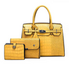 St. Marks Faux Crocodile Leather Handbag Set - Yellow (3-Pack)