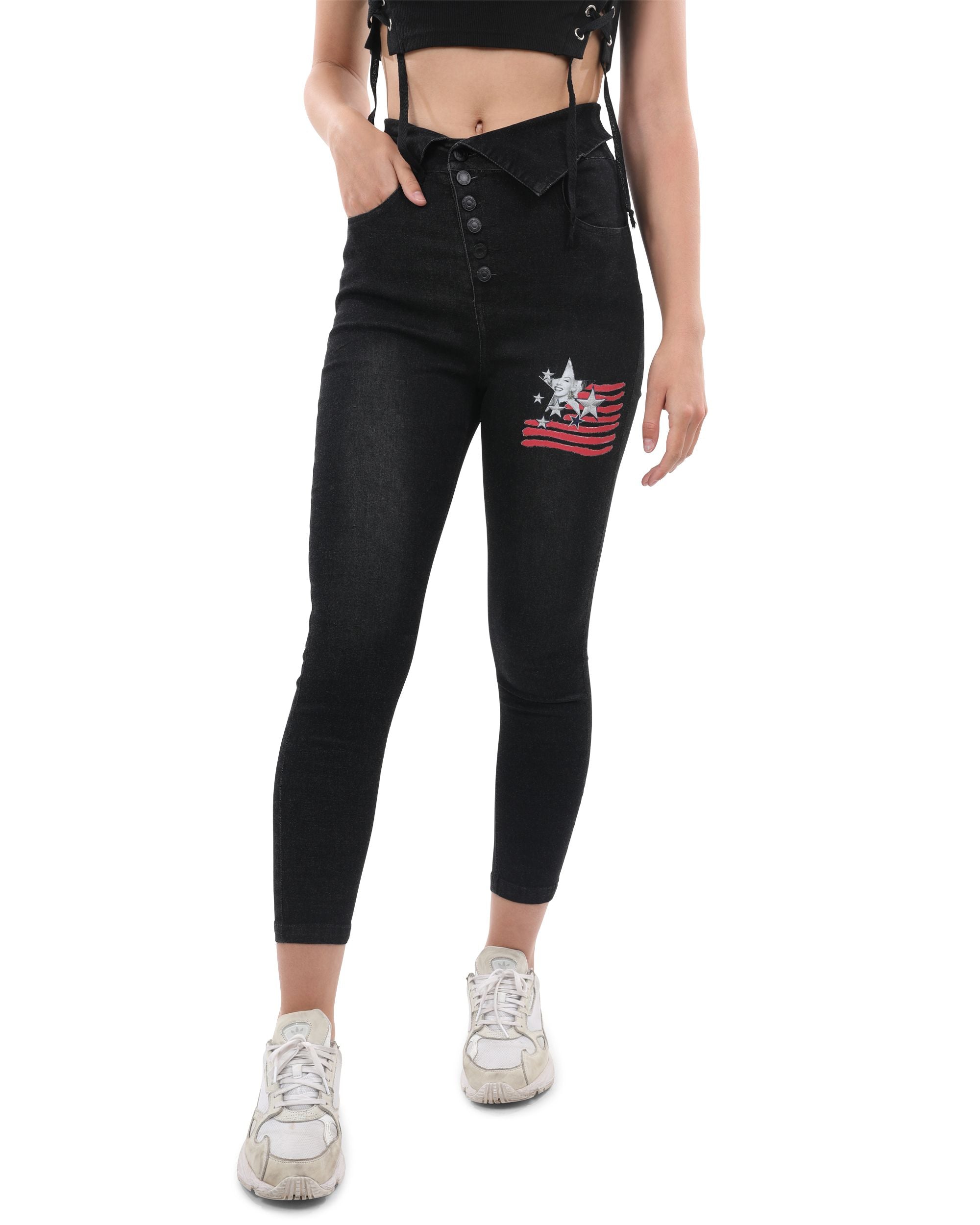 Wilshire Skinny Jeans With Marilyn Monroe 7 Star Decal