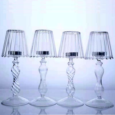 Clear Glass Table Lamp Candle Holder - Champagne