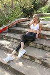 L'espace Low-Waisted Capri Leggings with Mesh Panels and Reflective Strips - Savoy Active