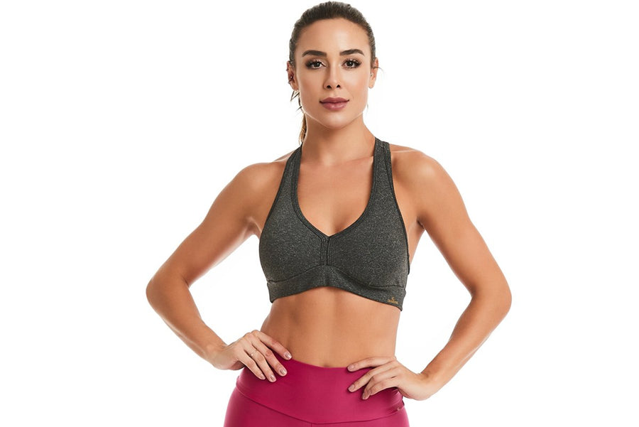 Forte V-Neck Pullover Padded Compression Sports Bra - Savoy Active